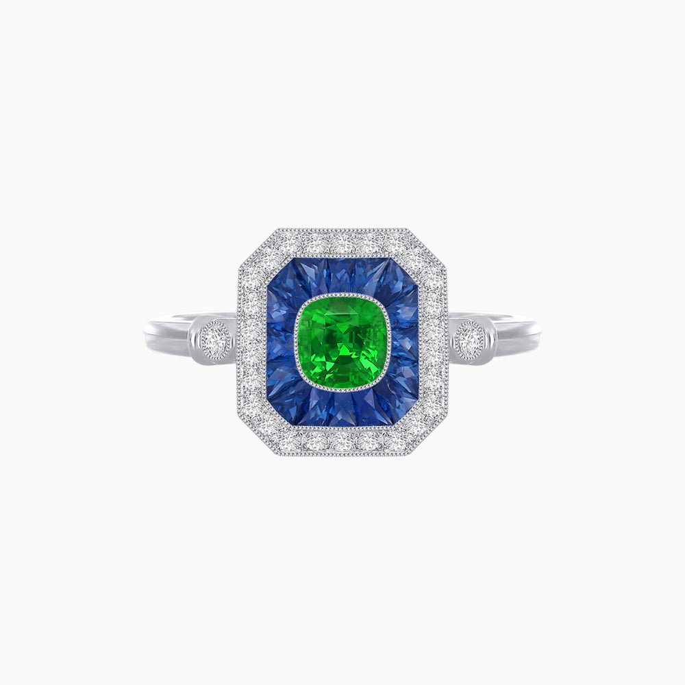 Elegant Art Deco - Inspired Halo Ring with Cushion Cut Center (Mounting) - Shahin Jewelry