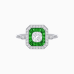 Load image into Gallery viewer, Elegant Art Deco - Inspired Halo Ring with Cushion Cut Center (Mounting) - Shahin Jewelry
