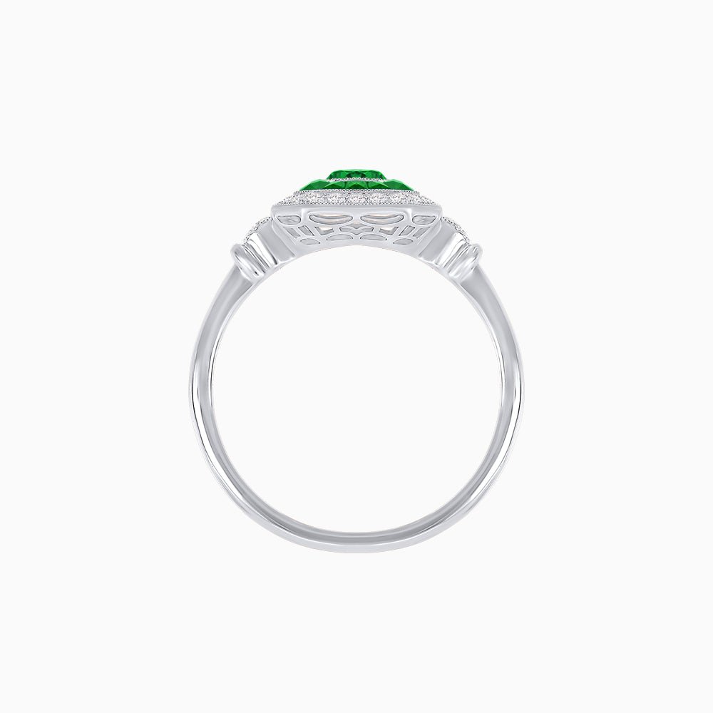 Elegant Art Deco - Inspired Halo Ring with Cushion Cut Center (Mounting) - Shahin Jewelry