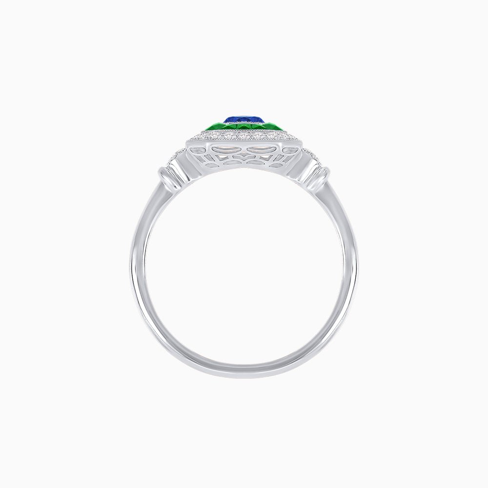 Elegant Art Deco - Inspired Halo Ring with Cushion Cut Center (Mounting) - Shahin Jewelry