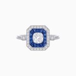 Load image into Gallery viewer, Elegant Art Deco - Inspired Halo Ring with Cushion Cut Center (Mounting) - Shahin Jewelry
