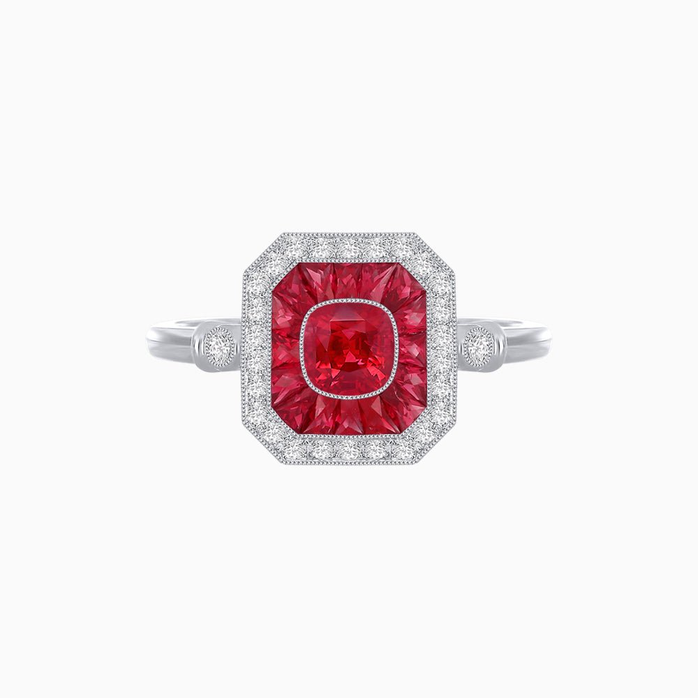 Elegant Art Deco - Inspired Halo Ring with Cushion Cut Center (Mounting) - Shahin Jewelry