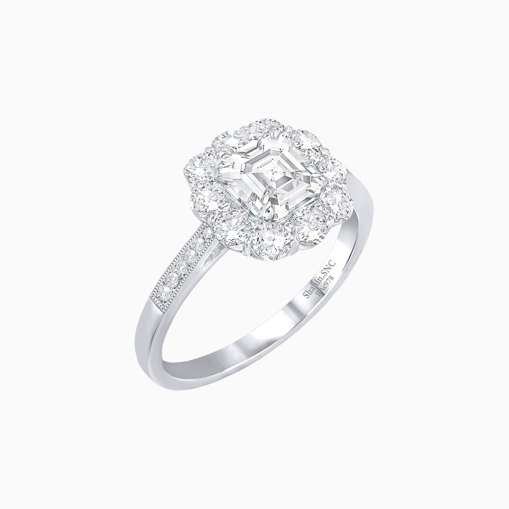 Elegant Asscher Cut Ring with Vintage Flair - Shahin Jewelry