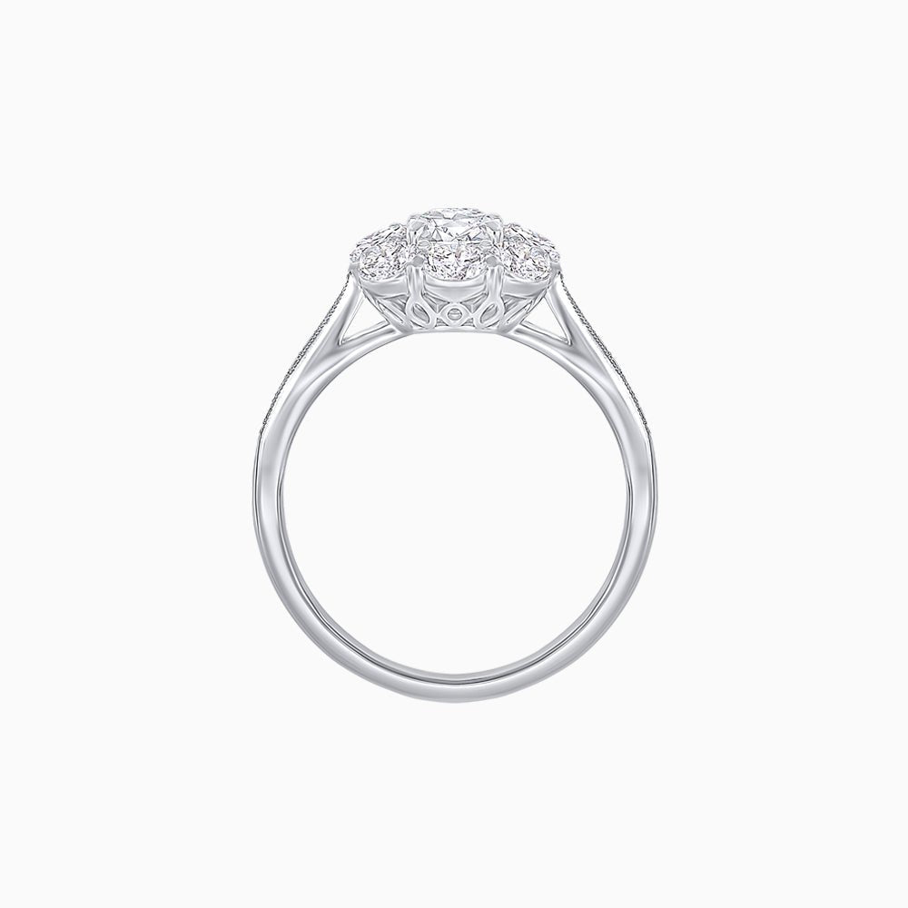 Elegant Emerald Cut Cluster Ring with Vintage Flair - Mounting - Shahin Jewelry