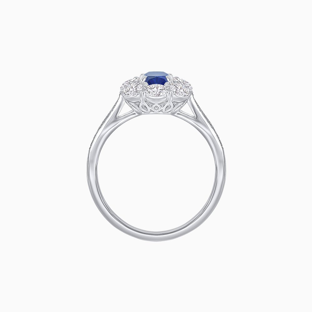 Elegant Emerald Cut Cluster Ring with Vintage Flair - Mounting - Shahin Jewelry