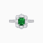 Load image into Gallery viewer, Elegant Emerald Cut Cluster Ring with Vintage Flair - Mounting - Shahin Jewelry