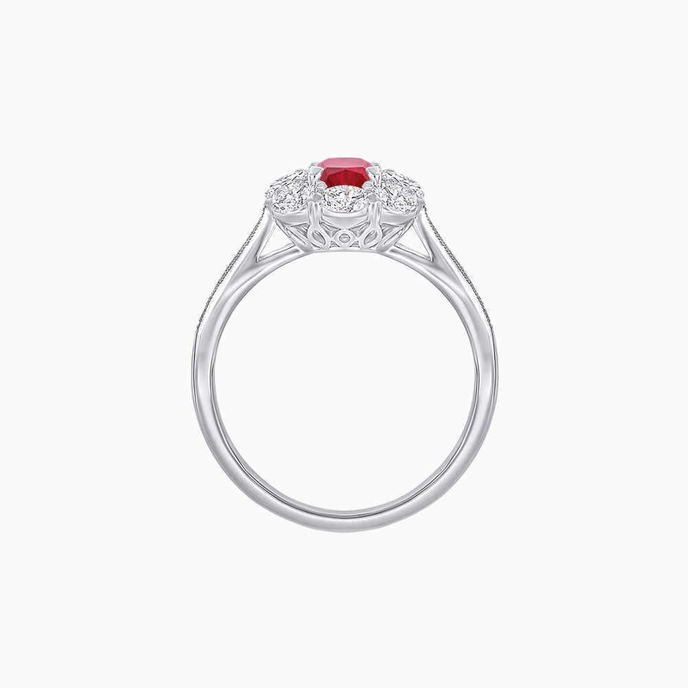 Elegant Emerald Cut Cluster Ring with Vintage Flair - Mounting - Shahin Jewelry