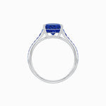 Load image into Gallery viewer, Elegant French - Cut Gemstone Accented Solitaire Mounting – Customizable Engagement Ring - Shahin Jewelry
