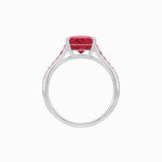 Load image into Gallery viewer, Elegant French - Cut Gemstone Accented Solitaire Mounting – Customizable Engagement Ring - Shahin Jewelry
