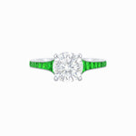 Load image into Gallery viewer, Elegant French - Cut Gemstone Accented Solitaire Mounting – Customizable Engagement Ring - Shahin Jewelry
