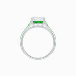 Load image into Gallery viewer, Elegant French - Cut Gemstone Accented Solitaire Mounting – Customizable Engagement Ring - Shahin Jewelry
