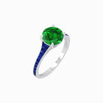 Load image into Gallery viewer, Elegant French - Cut Gemstone Accented Solitaire Mounting – Customizable Engagement Ring - Shahin Jewelry
