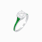 Load image into Gallery viewer, Elegant French - Cut Gemstone Accented Solitaire Mounting – Customizable Engagement Ring - Shahin Jewelry
