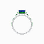 Load image into Gallery viewer, Elegant French - Cut Gemstone Accented Solitaire Mounting – Customizable Engagement Ring - Shahin Jewelry
