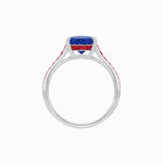 Load image into Gallery viewer, Elegant French - Cut Gemstone Accented Solitaire Mounting – Customizable Engagement Ring - Shahin Jewelry
