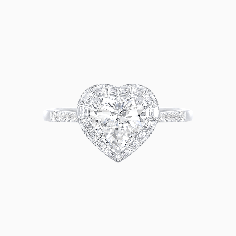 Elegant Heart - Shaped Halo Mounting Ring with Diamond Accents - Shahin Jewelry