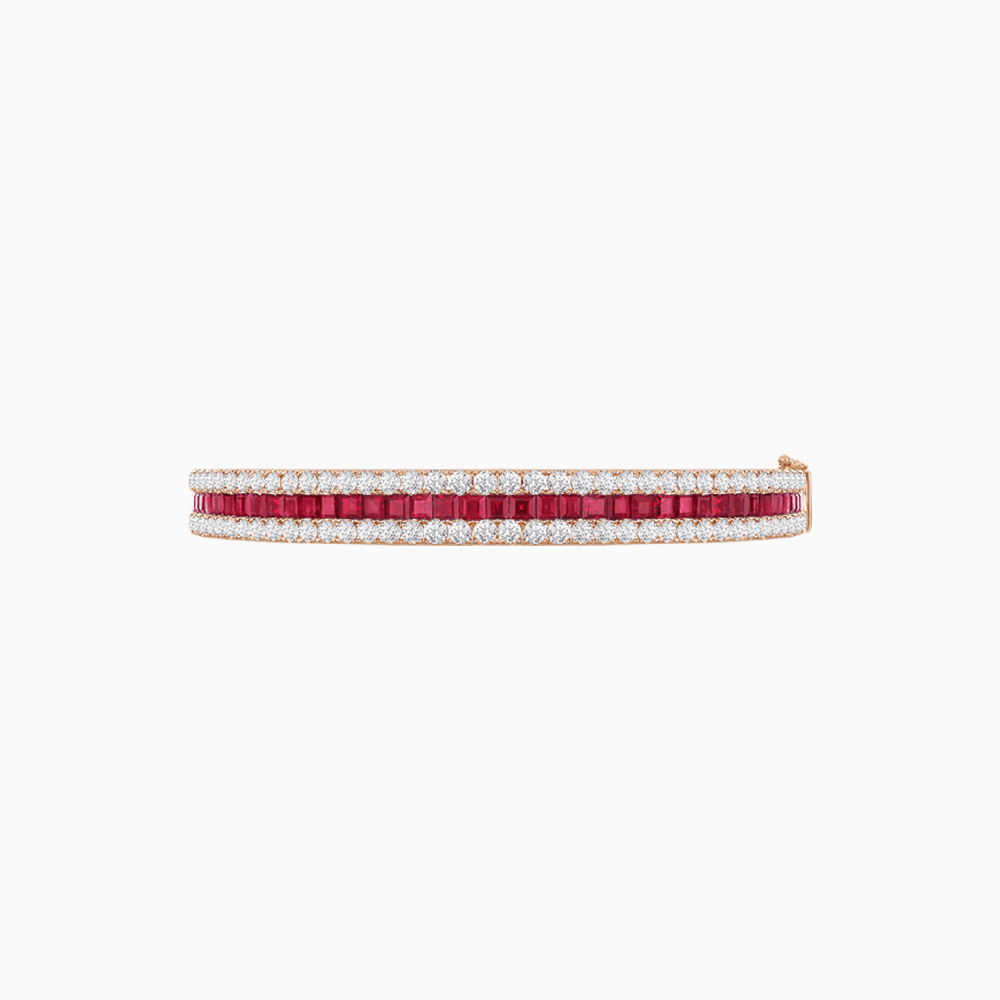Elegant Three - Row Gemstone Bangle with Diamond Accents - Shahin Jewelry