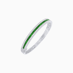 Load image into Gallery viewer, Elegant Three - Row Gemstone Bangle with Diamond Accents - Shahin Jewelry

