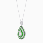Load image into Gallery viewer, Elegant Triple Halo Pear - Shaped Pendant with Customizable Center Stone - Mounting - Shahin Jewelry