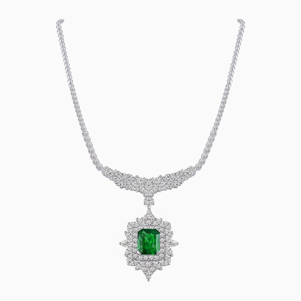 Emerald and Diamond Necklace - Shahin Jewelry