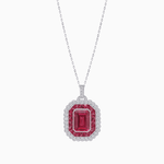 Load image into Gallery viewer, Emerald-Cut Art Deco Style Double Halo Mounting Pendant with Diamond and Gemstones - Shahin Jewelry