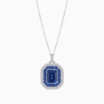 Load image into Gallery viewer, Emerald-Cut Art Deco Style Double Halo Mounting Pendant with Diamond and Gemstones - Shahin Jewelry