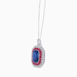 Load image into Gallery viewer, Emerald-Cut Art Deco Style Double Halo Mounting Pendant with Diamond and Gemstones - Shahin Jewelry