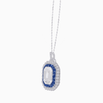 Load image into Gallery viewer, Emerald-Cut Art Deco Style Double Halo Mounting Pendant with Diamond and Gemstones - Shahin Jewelry