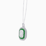 Load image into Gallery viewer, Emerald-Cut Art Deco Style Double Halo Mounting Pendant with Diamond and Gemstones - Shahin Jewelry