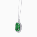 Load image into Gallery viewer, Emerald-Cut Art Deco Style Double Halo Mounting Pendant with Diamond and Gemstones - Shahin Jewelry