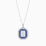 Load image into Gallery viewer, Emerald-Cut Art Deco Style Double Halo Mounting Pendant with Diamond and Gemstones - Shahin Jewelry