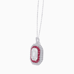 Load image into Gallery viewer, Emerald-Cut Art Deco Style Double Halo Mounting Pendant with Diamond and Gemstones - Shahin Jewelry