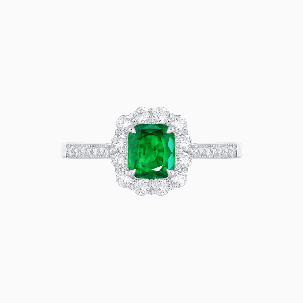 Emerald Cut Center Stone Cluster Ring - Mounting - Shahin Jewelry