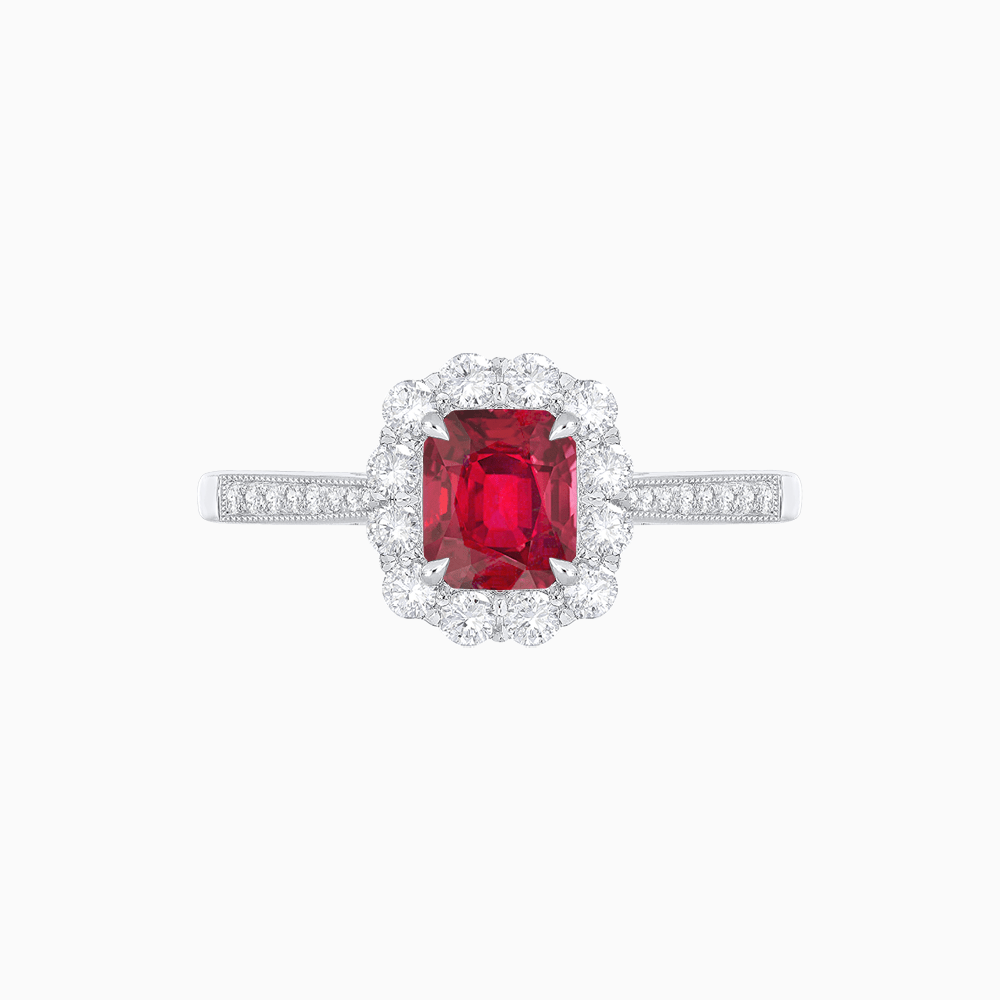 Emerald Cut Center Stone Cluster Ring - Mounting - Shahin Jewelry