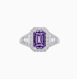 Load image into Gallery viewer, Emerald-Cut Diamond Halo Cocktail Ring with Baguette Accents - Shahin Jewelry