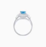 Load image into Gallery viewer, Emerald-Cut Diamond Halo Cocktail Ring with Baguette Accents - Shahin Jewelry