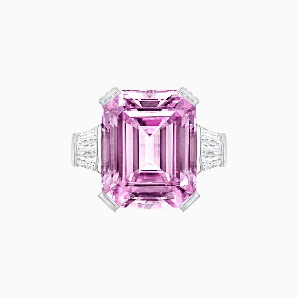 Emerald-Cut Engagement Ring with Tapered Baguette Fan Sides - Shahin Jewelry