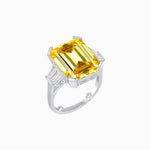 Load image into Gallery viewer, Emerald-Cut Engagement Ring with Tapered Baguette Fan Sides - Shahin Jewelry