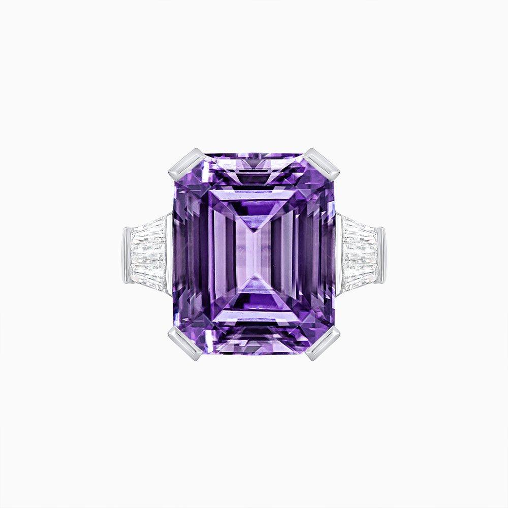 Emerald-Cut Engagement Ring with Tapered Baguette Fan Sides - Shahin Jewelry