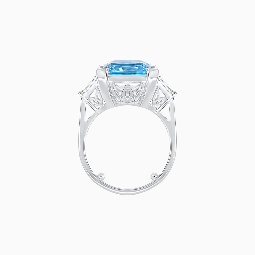 Emerald-Cut Engagement Ring with Tapered Baguette Fan Sides - Shahin Jewelry