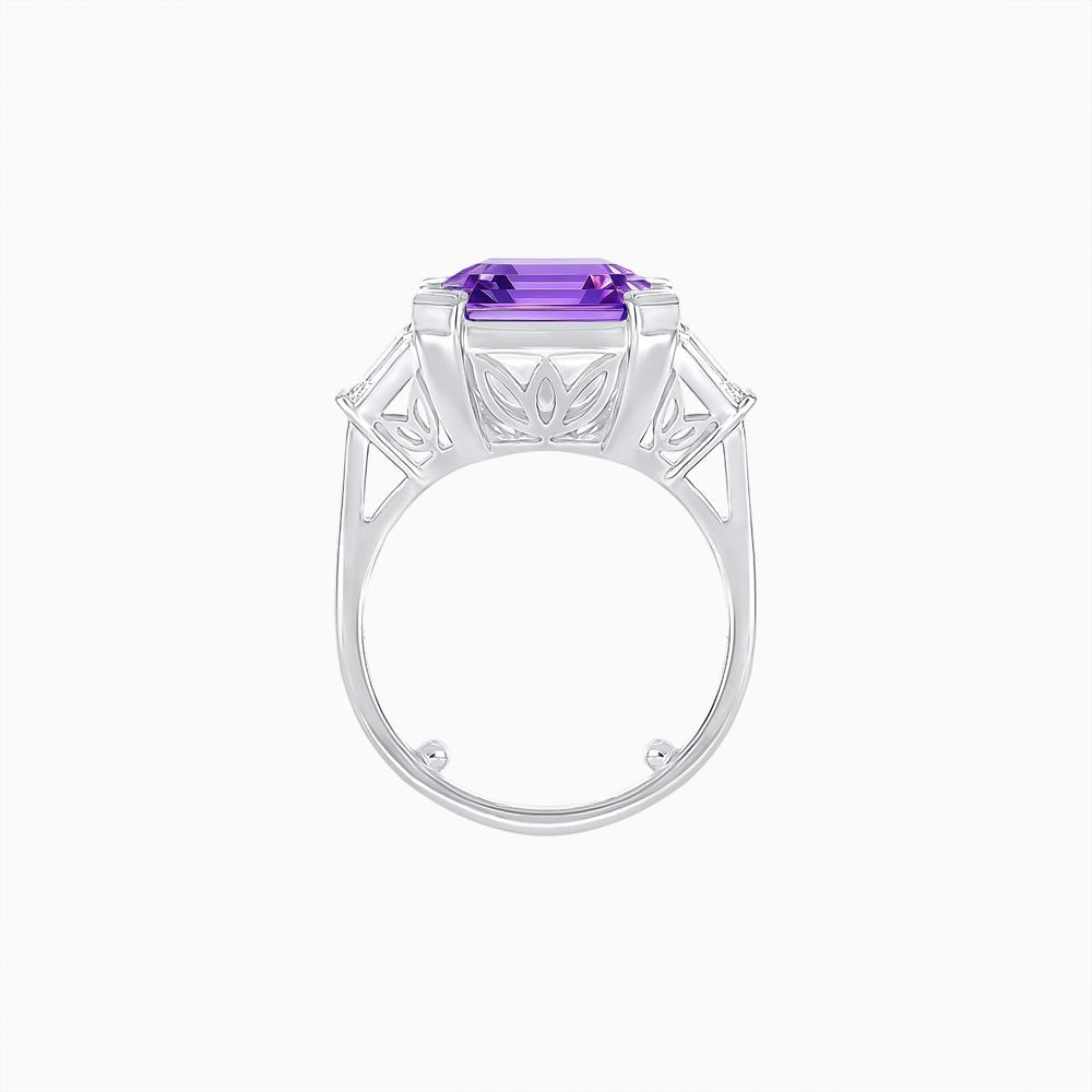 Emerald-Cut Engagement Ring with Tapered Baguette Fan Sides - Shahin Jewelry
