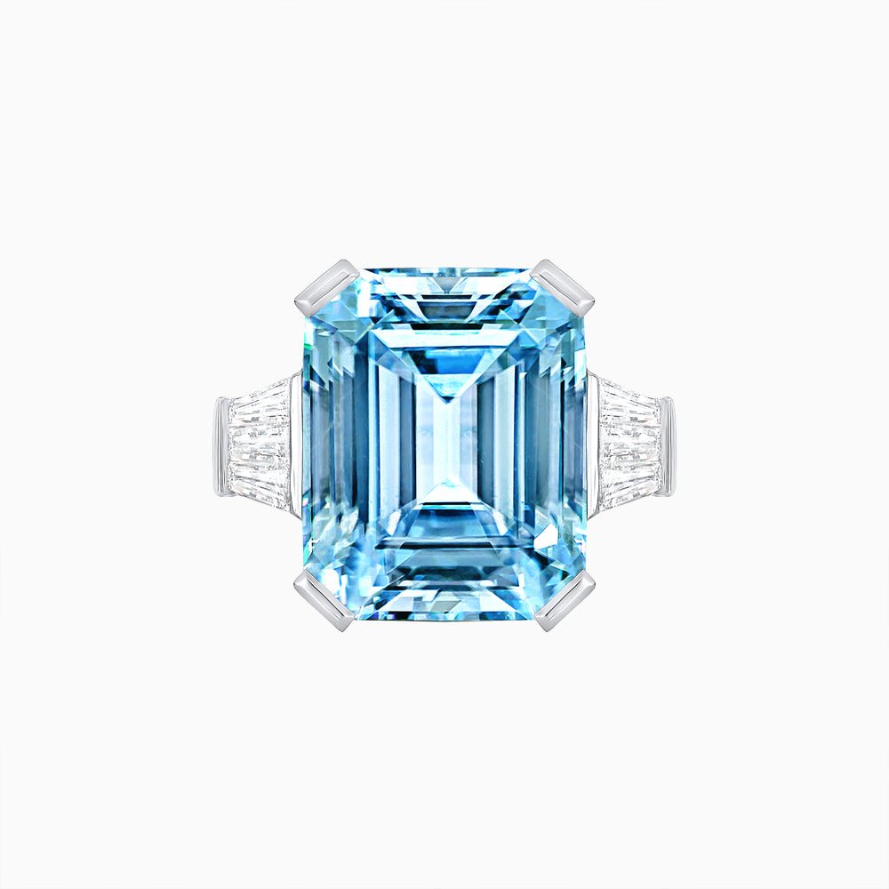 Emerald-Cut Engagement Ring with Tapered Baguette Fan Sides - Shahin Jewelry