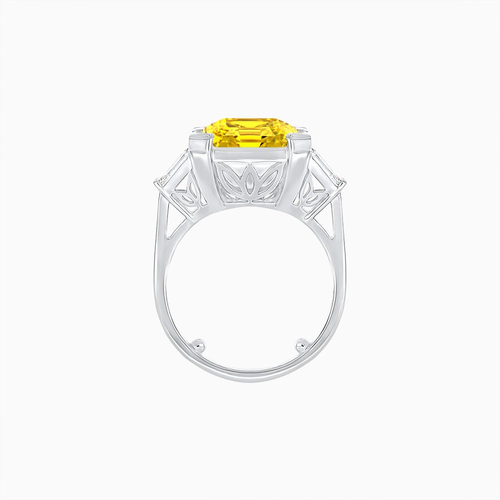 Emerald-Cut Engagement Ring with Tapered Baguette Fan Sides - Shahin Jewelry