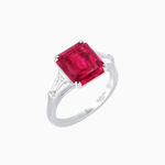 Load image into Gallery viewer, Emerald-Cut Engagement Ring with Tapered Baguette Side Stones - Shahin Jewelry