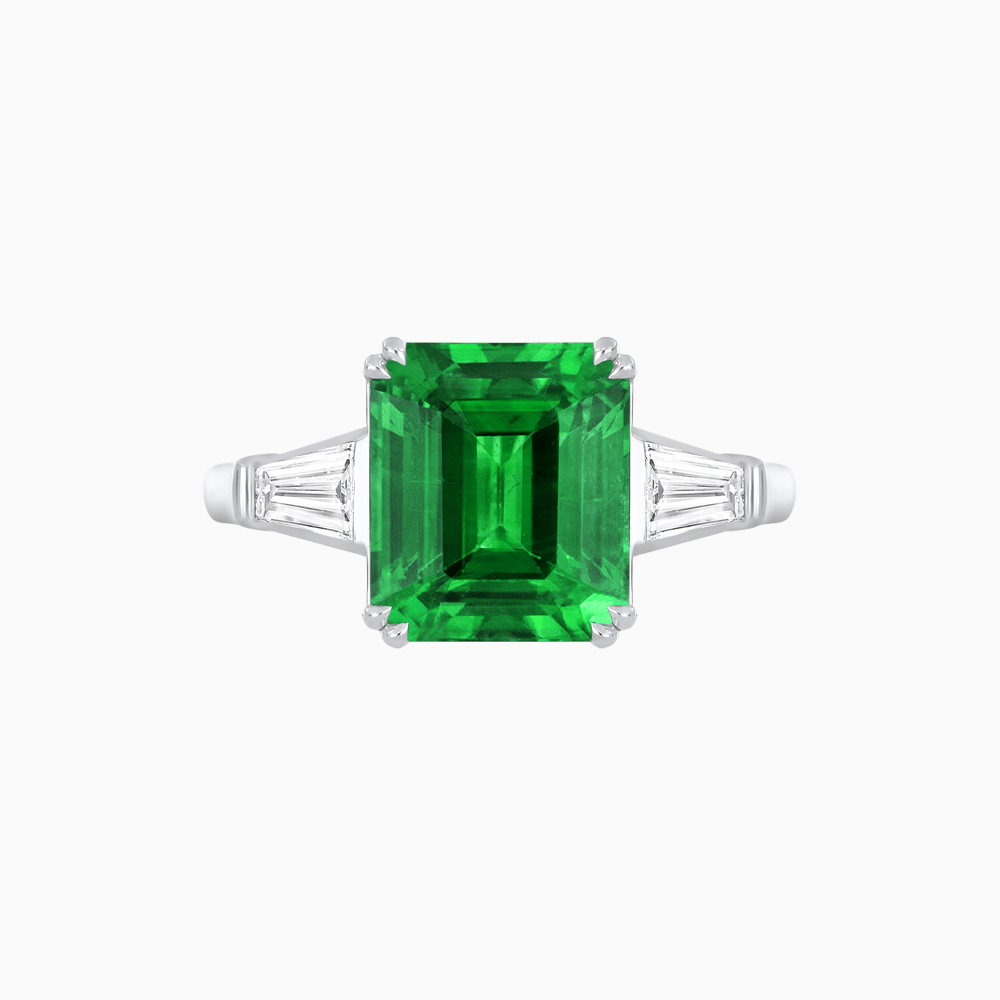 Emerald-Cut Engagement Ring with Tapered Baguette Side Stones - Shahin Jewelry