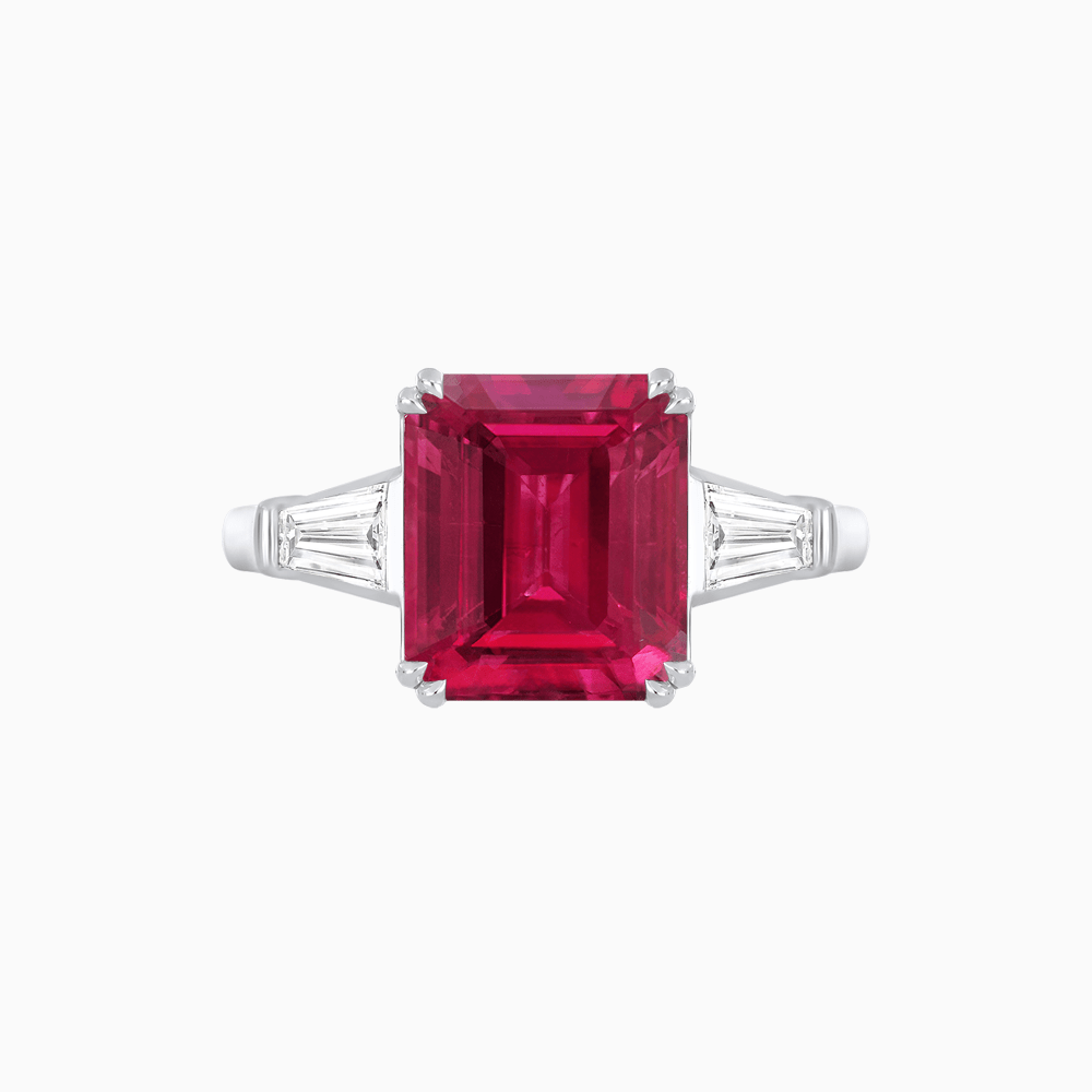 Emerald-Cut Engagement Ring with Tapered Baguette Side Stones - Shahin Jewelry