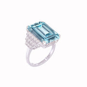 Emerald Cut Gemstone Ring with Step-Down Diamond Shoulders - Shahin Jewelry