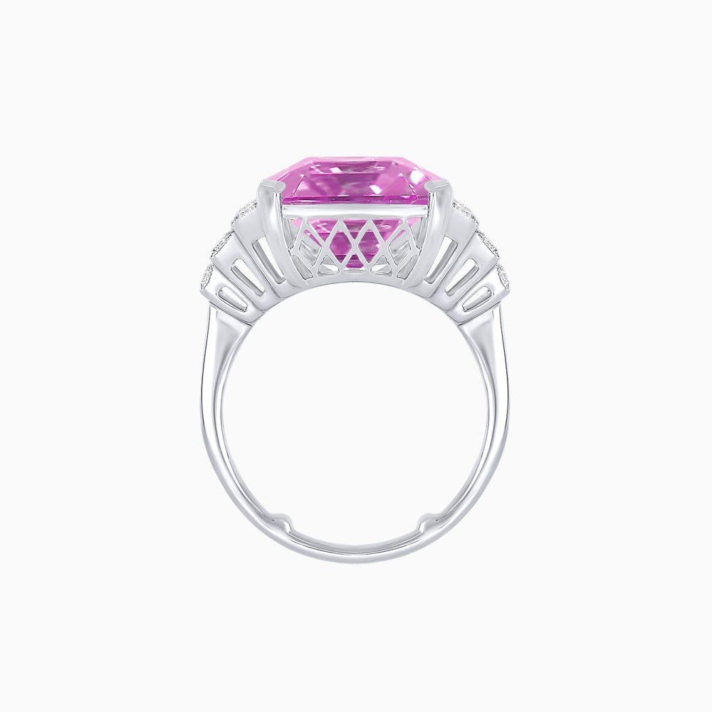 Emerald Cut Gemstone Ring with Step-Down Diamond Shoulders - Shahin Jewelry