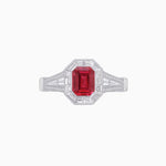 Load image into Gallery viewer, Emerald Cut Halo Mounting Ring with Baguette &amp; Round Diamonds - Shahin Jewelry
