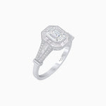 Load image into Gallery viewer, Emerald Cut Halo Mounting Ring with Baguette &amp; Round Diamonds - Shahin Jewelry